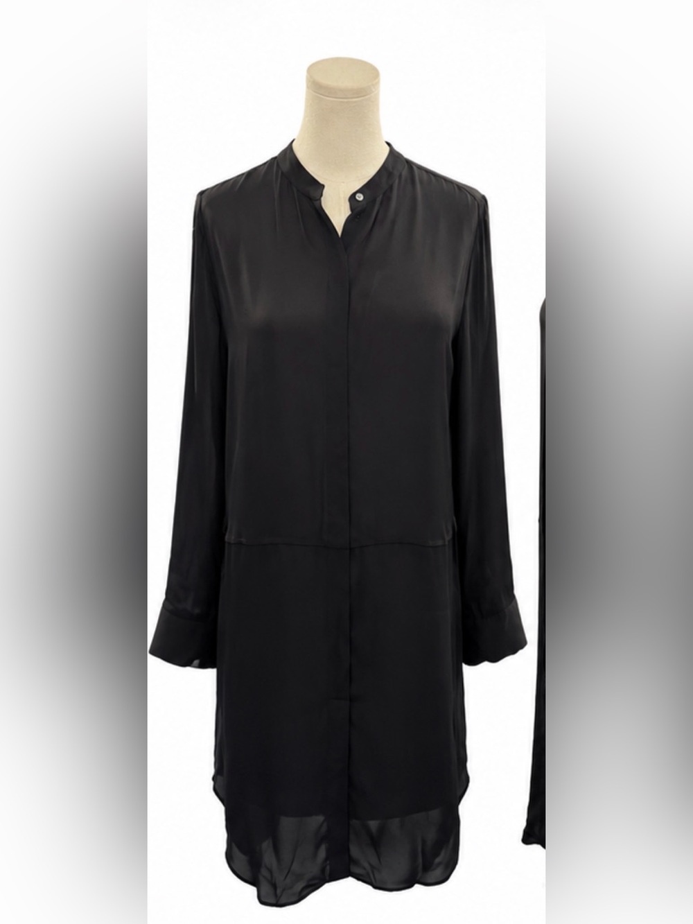 Wilfred 100% Silk Black High-Low Shirt Dress XS